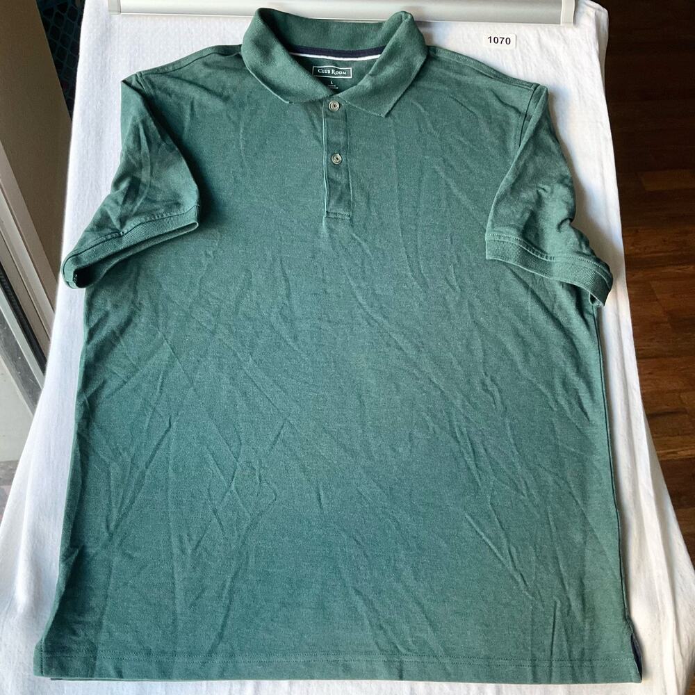 Club Room Men’s Short Sleeve Polo Shirt Size L, Solid Dark Green